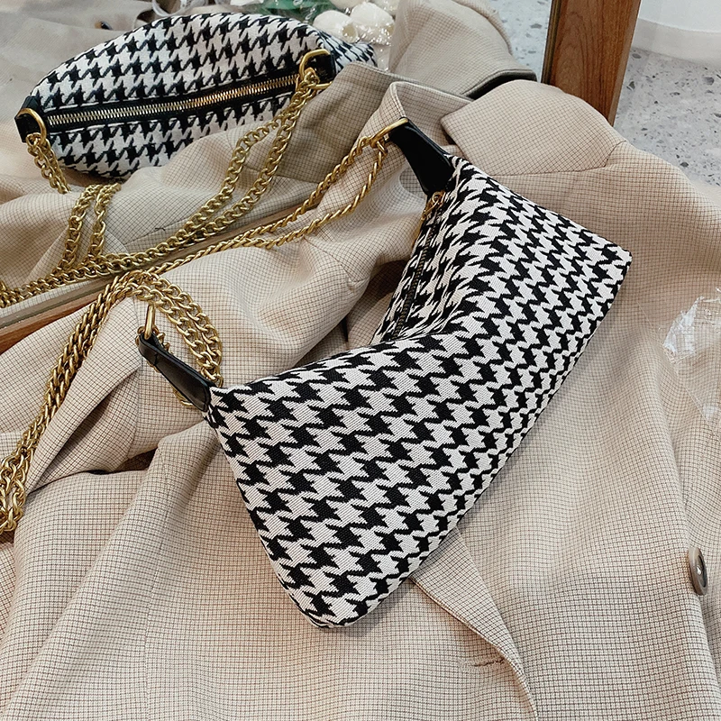

с доставкой Houndstooth soft Crossbody Bags For Women 2020 trend Shoulder Handbags Female Designer Hand Bag